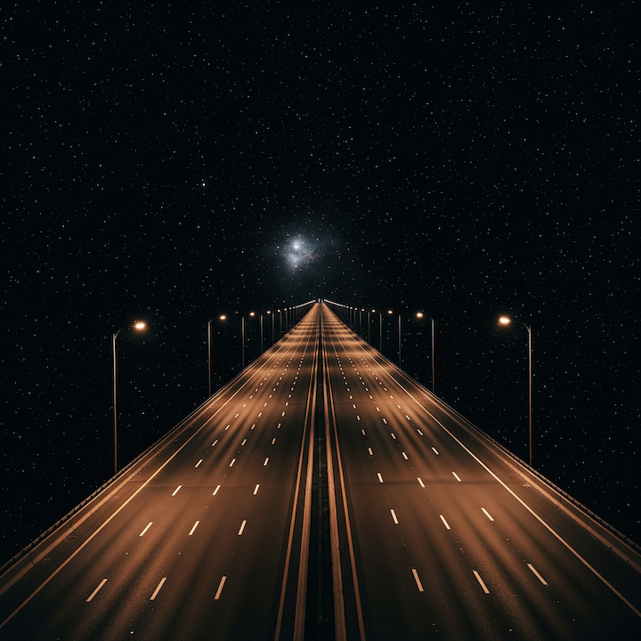 A road in space extending across the universe